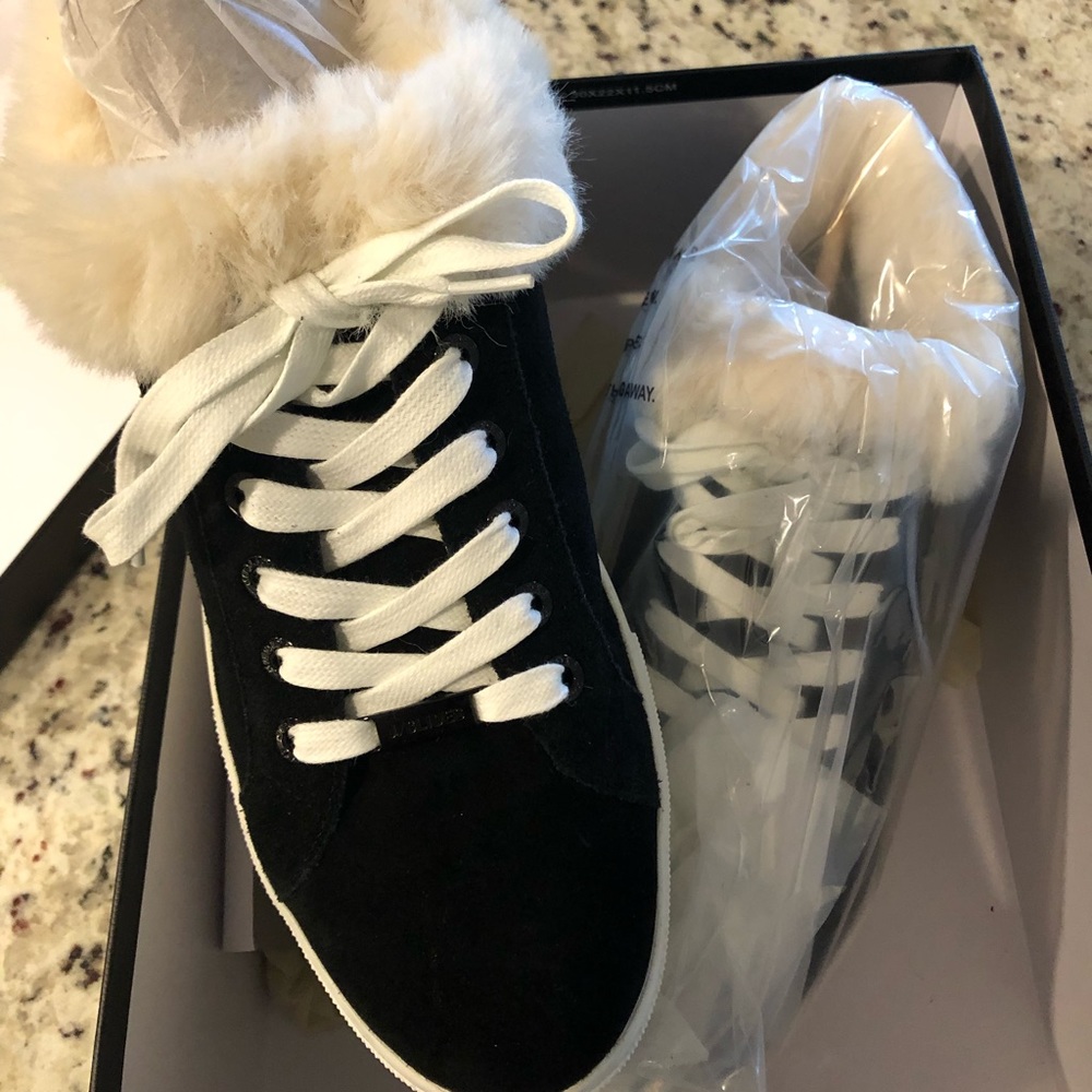 J/Slides!! Mellia Black Suede Platform Sneakers